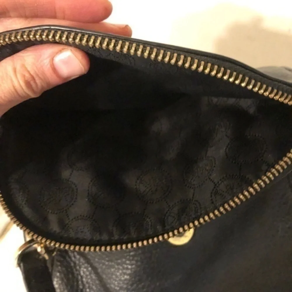 MICHAEL KORS black leather fold over crossbody bag
